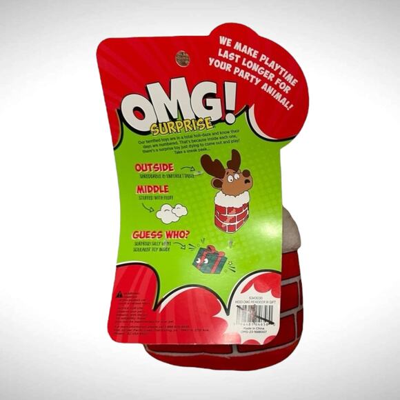 OMG Surprise 2-in-1 Plush Restless Reindeer Medium Dog Toy + Squeaky Gift Box - Picture 5 of 5